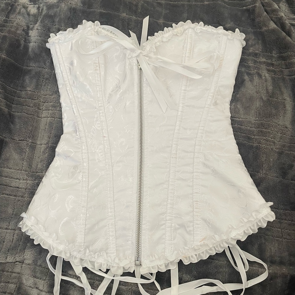 White Lace-Up Corset Top